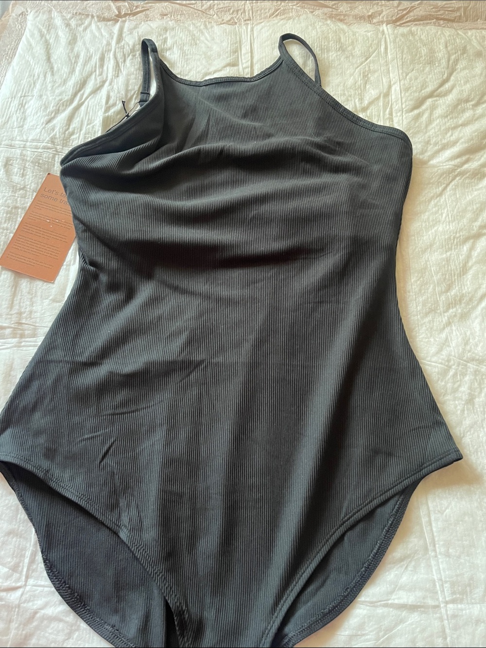 girlfriend collective Charcoal Ribbed One-Piece Bodysuit